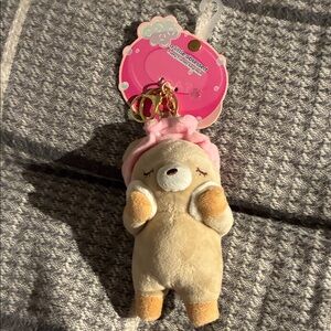 Charming Plush Bear Keychain - Pink and Tan